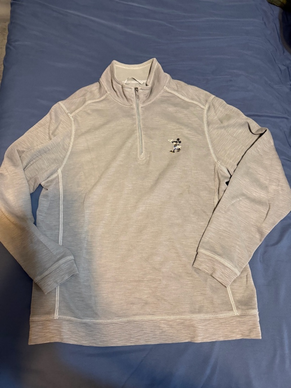 Tommy Bahamas Disney Mickey Mouse Colab Quarter Zip Sweatshirt Mens Size XL Gray